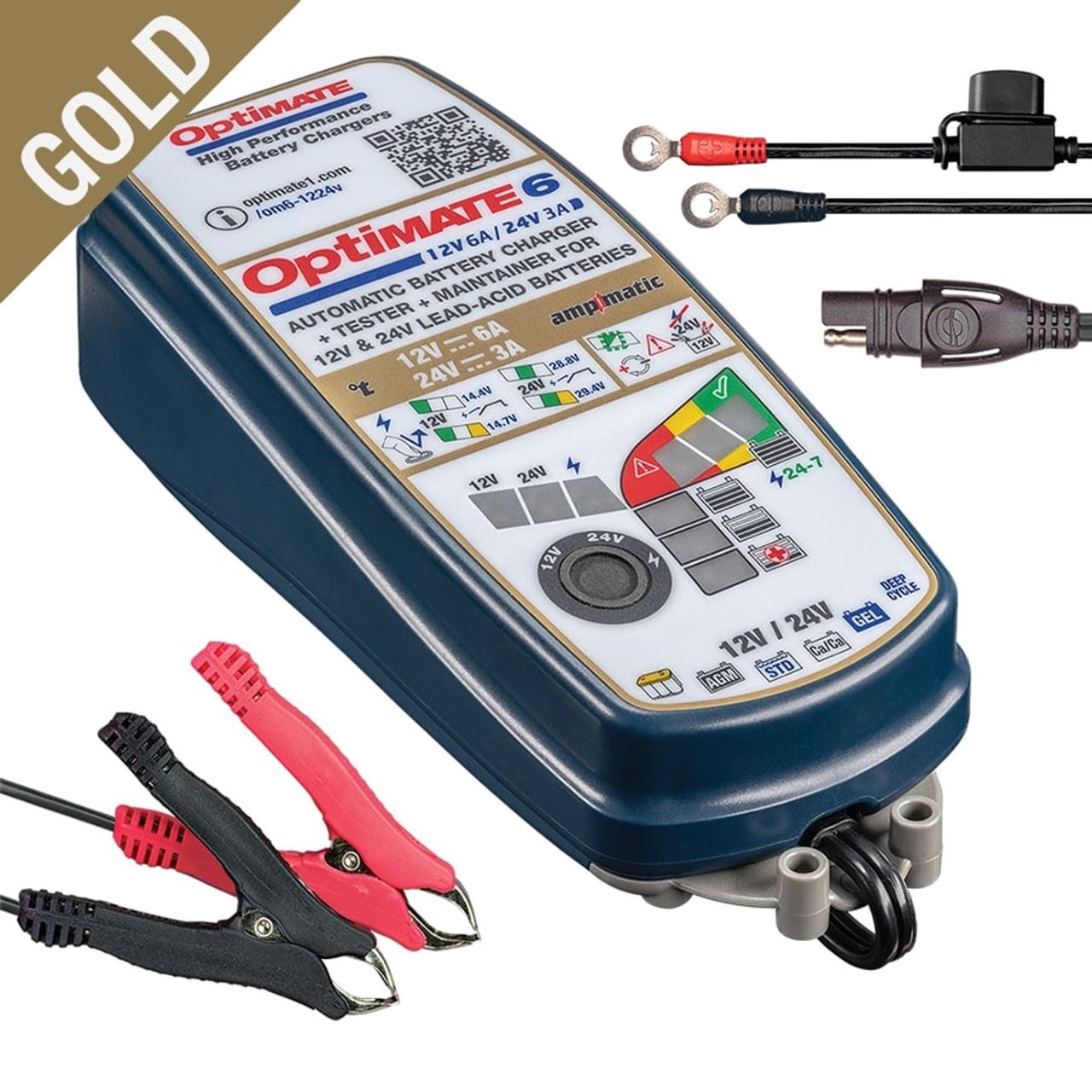 OptiMate 6 Gold 12V 6A 24V 3A Battery Charger Optimiser